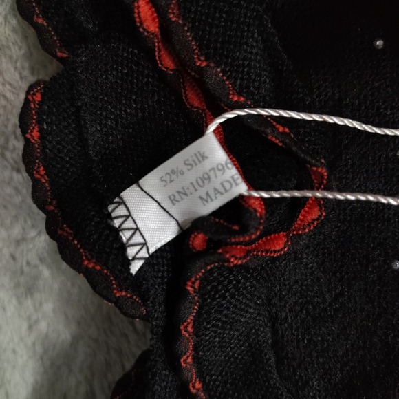 Pretty Angel Shawl Shoulder Neck Scarf Silk Blnd Floral Whimsigoth Witch Studded - Picture 7 of 8